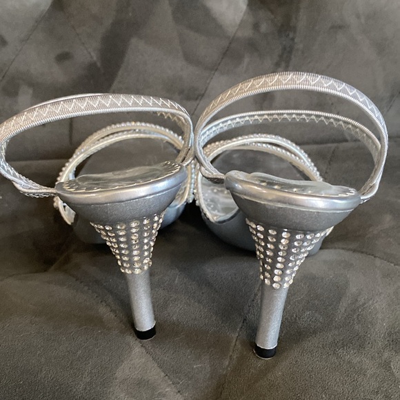 Madeline Stuart Rhinestone Silver Evening Heels - Picture 7 of 9